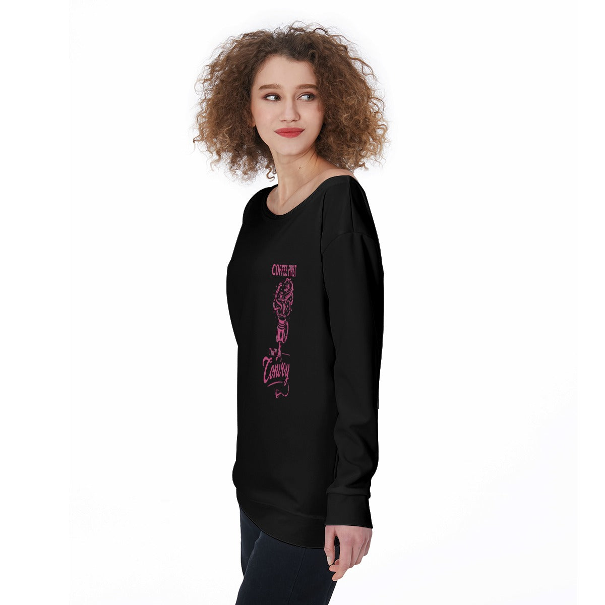 All-Over Print Women's Off-Shoulder Sweatshirt