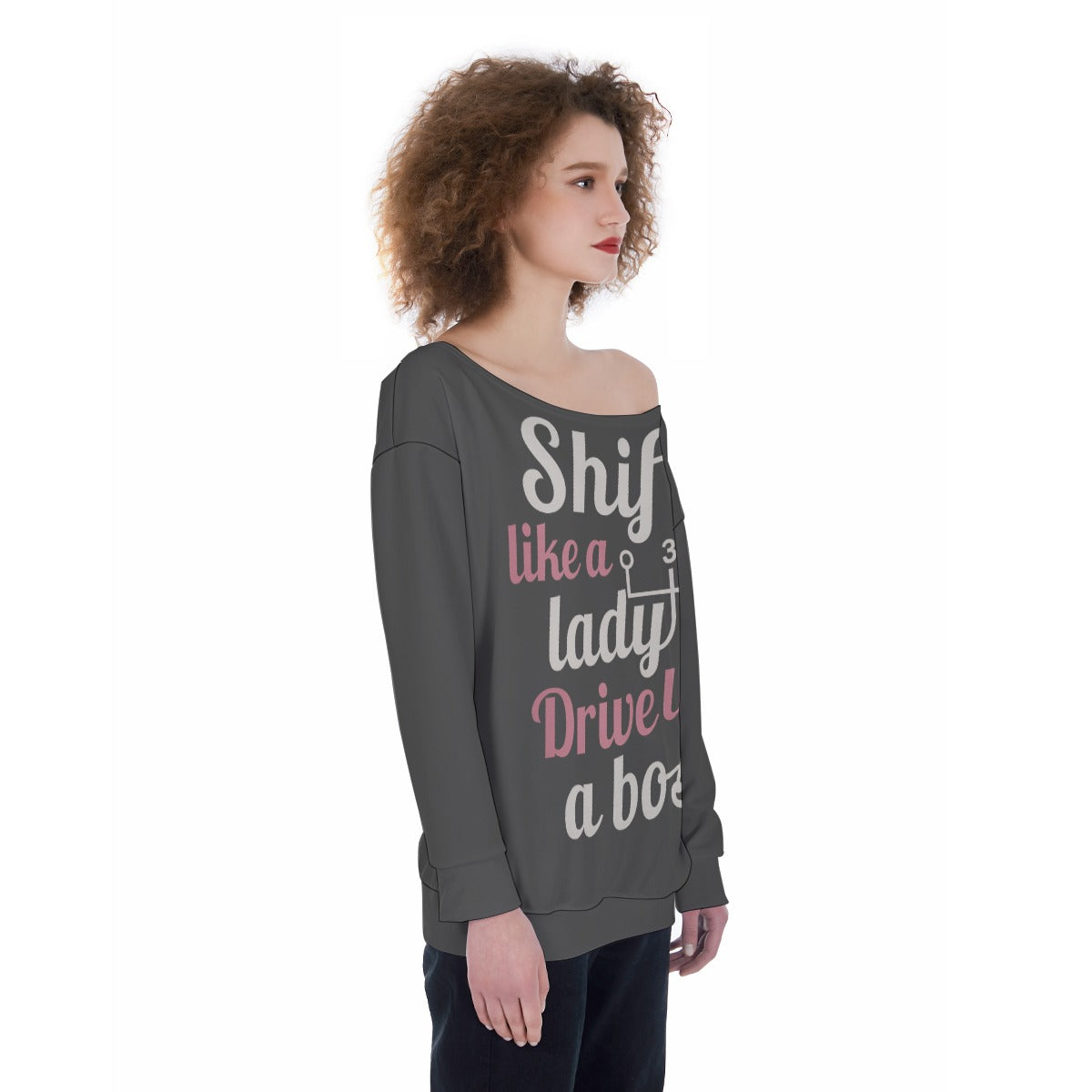 All-Over Print Oversized Women's Off-Shoulder Sweatshirt