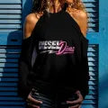 Diesel Divas Cold Shoulder Sweatshirt | Women in Trucking | High Neck Cut Out Top | Casual to Dressy