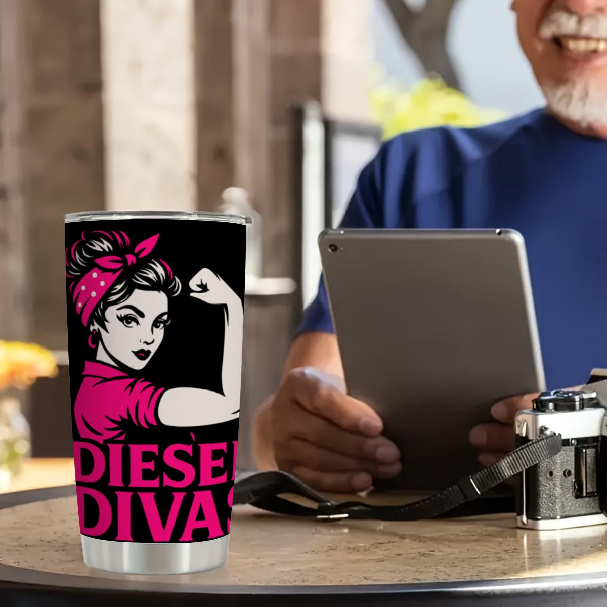 Diesel Divas Insulated Travel Tumbler Custom 20OZ Tumbler With Sliding Lid For The USA