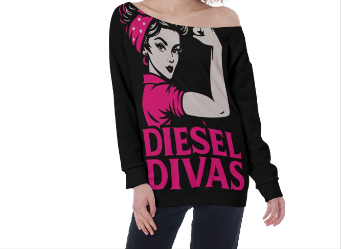 All-Over Print Oversized Women's Off-Shoulder Sweatshirt