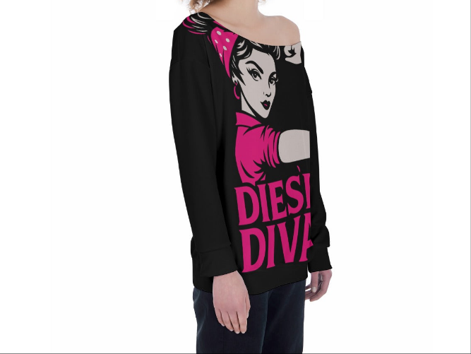 All-Over Print Oversized Women's Off-Shoulder Sweatshirt