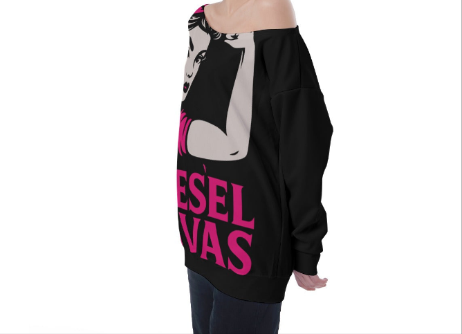 All-Over Print Oversized Women's Off-Shoulder Sweatshirt
